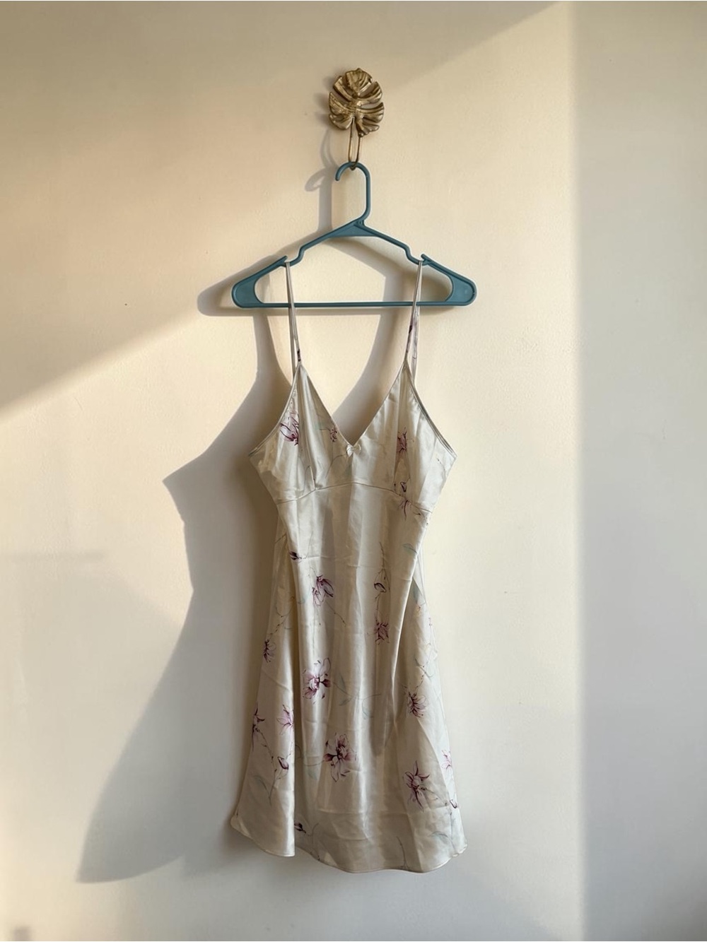 Vintage Silky Cream Floral Slip Dress - Picture 1 of 7